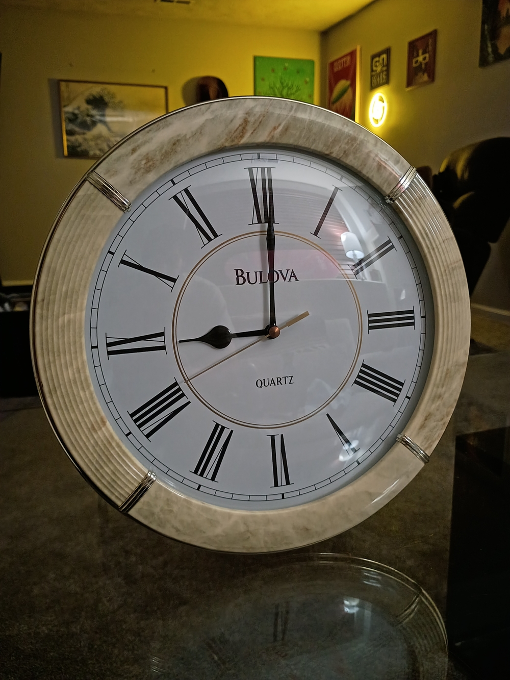 Bulova White Dial with Gold Accent Roman Numeral Wall Clock